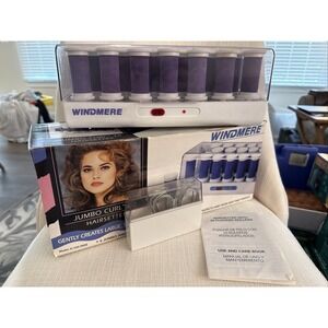 NOB Windmere Hair Setter Flocked Gentle Curls 20 Jumbo Curlers Hot Rollers Purpl
